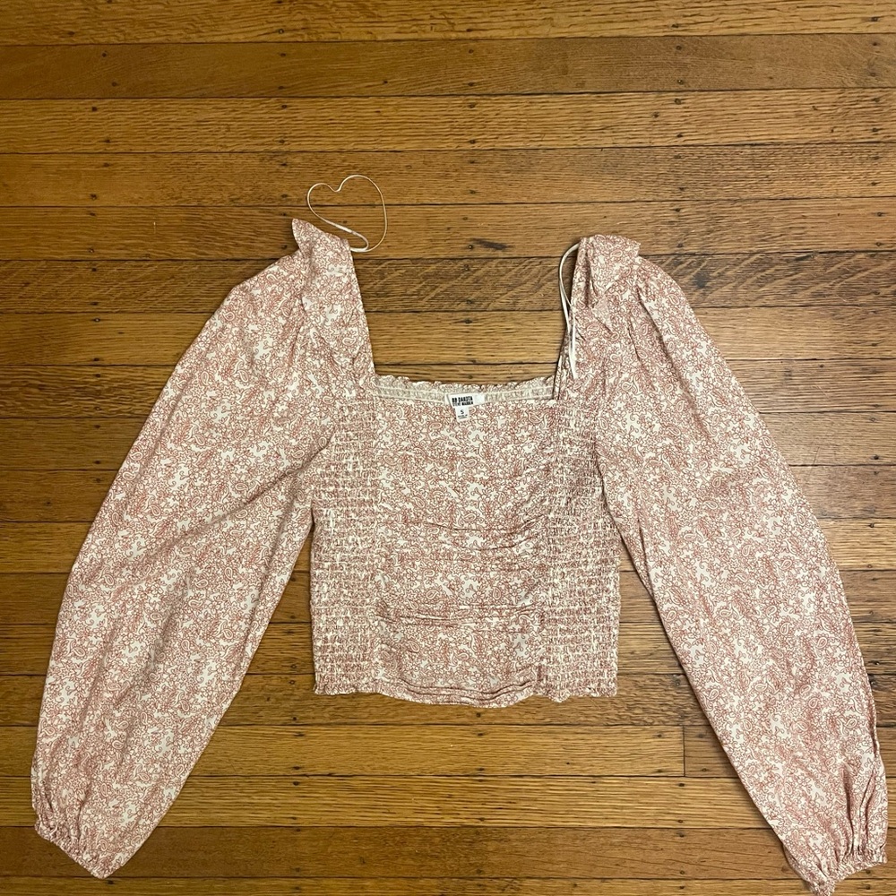 Rust Floral Ruched Smock Top - Picture 5 of 7